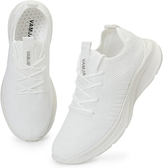 VAMJAM Men's Running Shoes Fashion Sneakers Lightweight Breathable Flying Knitting Lace Up Mesh Walking Shoes Workout Casual Sports Shoes