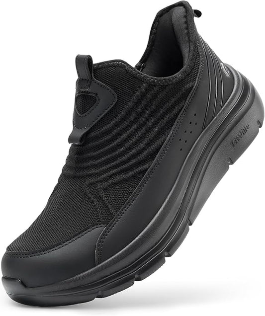 FitVille Men's Extra Wide Slip on Walking Shoes, Breathable Hands Free Slip on Sneakers, Comfortable Orthopedic Shoes for Standing All Day - Step Ease V1